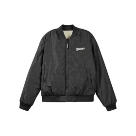 Logo-Print-Muster-Reissverschluss-Wendejacke «White Black»