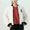 Logo-Print-Muster-Reissverschluss-Wendejacke «White Black»