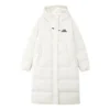 Lässige, gewebte Daunenjacke mit Kapuze „White“