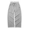 Lässige Hose mit elastischem Bund und geradem, weitem Bein „Grey Black“