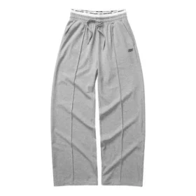 Lässige Hose mit elastischem Bund und geradem, weitem Bein „Grey Black“