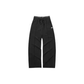 Lässige Hose mit elastischem Bund und geradem, weitem Bein „Grey Black“