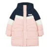 Lässige lange Daunenjacke «Pink White Navy»