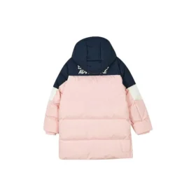 Lässige lange Daunenjacke «Pink White Navy»