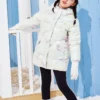 Lässige lange Daunenjacke „White“