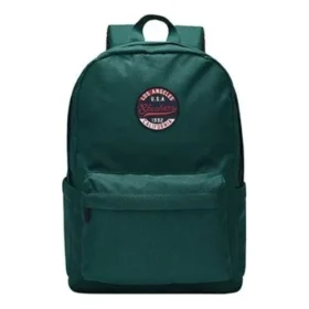Retro-Schüler-Rucksack aus Stoff mit Reissverschluss „Grün“