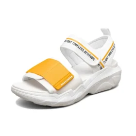 Rutschfeste Modesandalen Weiss/Gelb