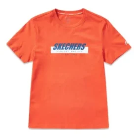 Skechers Herren-T-Shirt mit Aufdruck, kurzärmelig, orange-rot