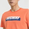 Skechers Herren-T-Shirt mit Aufdruck, kurzärmelig, orange-rot