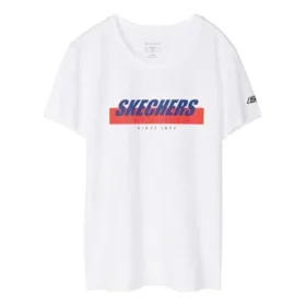 Skechers Herren-T-Shirt mit Aufdruck, kurzärmelig, weiss
