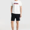 Skechers Herren-T-Shirt mit Aufdruck, kurzärmelig, weiss