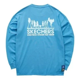 Skechers x One Piece bedrucktes Langarm-T-Shirt «Blau Braun Gelb Schwarz»