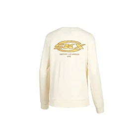Skechers x SKX Logo-bedruckter Rundhalspullover „Weiss Gelb“