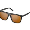 Sonnenbrille mit quadratischen Metallbeschlägen und glänzenden Gläsern