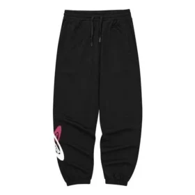 Sport-Hose mit Buchstabenprint, mittlerer Taillenhöhe und lockerem Strick „Black White“