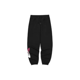 Sport-Hose mit Buchstabenprint, mittlerer Taillenhöhe und lockerem Strick „Black White“