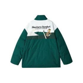 Sport Lifestyle Series Daunenjacke mit Reissverschluss und Buchstabenprint „Green Tan White“