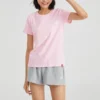 Sport-Shirt mit Rundhalsausschnitt, kurzärmelig, rosa