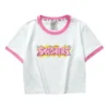 T-Shirt mit Buchstabenprint „Weiss Rosa Blau“