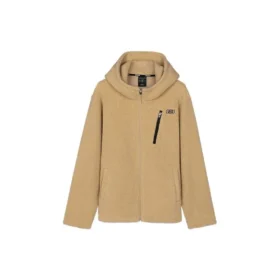 Weit geschnittene, warme Fleecejacke „Schwarz, Hellbraun, Weiss, Lila“