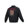 Wendbare, wattierte Jacke mit Buchstabenstickerei «Black Red»